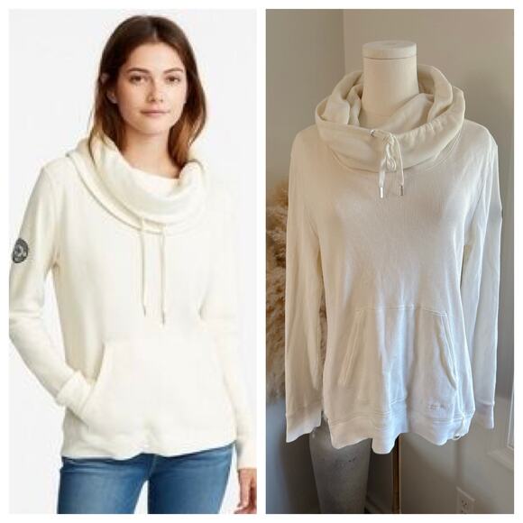 Lauren Ralph Lauren White Thermal Funnel Neck Sweatshirt Size Large Pullover - Picture 1 of 8